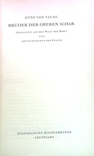 Seller image for Brder der oberen Schar : Gestalten aus d. Welt d. Bibel u. der Geschichte d. Kirche. for sale by books4less (Versandantiquariat Petra Gros GmbH & Co. KG)