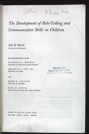 Bild des Verkufers fr The Development of Role-Taking and Communication Skills in Children. zum Verkauf von books4less (Versandantiquariat Petra Gros GmbH & Co. KG)