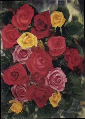 3 D Ansichtskarte / Postkarte Bouquet of Roses, Rosenstrauß