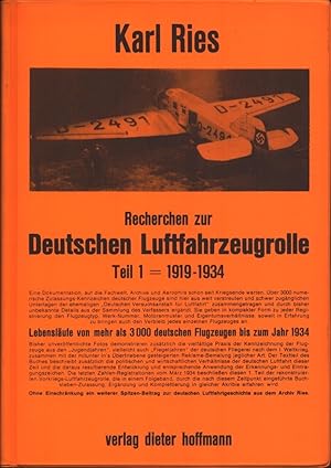 Recherchen zur deutschen Luftfahrzeugrolle. Tl. 1: 1919-1934 (Mehr nicht erschienen).