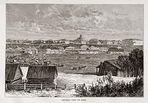 Omsk in Russia,1884 Historical Antique Print,Landscape View