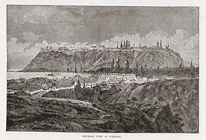 View of Tobolsk in Russia,1884 Historical Antique Print