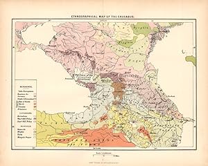 Caucasus Ethnographical 1884 Colour Antique and Historical Map