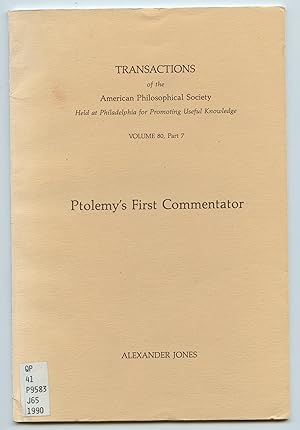 Bild des Verkufers fr Ptolemy's First Commentator zum Verkauf von Attic Books (ABAC, ILAB)