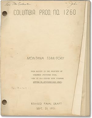 Seller image for Montana Territory (Original screenplay for the 1952 film, copy belonging to actor Lon McCallister) for sale by Royal Books, Inc., ABAA