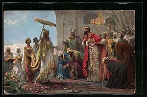 Bild des Verkufers fr Ansichtskarte Salomo empfngt die Knigin von Saba zum Verkauf von Bartko-Reher
