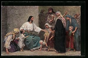 Ansichtskarte Jesus der Kinderfreund, Ev. Markus 10, 13-16