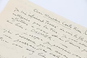 Lettre autographe signée adressée à Carlo Rim concernant le projet de réalisation d'une statue d'...