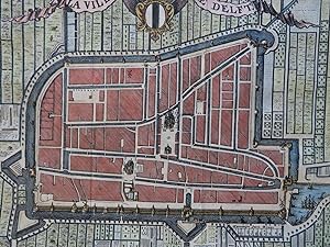 Delft Holland Netherlands 1720 Harrewijn decorative city plan map