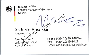 Bild des Verkufers fr Original Autogramm Andreas Peschke Botschafter /// Autograph signiert signed signee zum Verkauf von Antiquariat im Kaiserviertel | Wimbauer Buchversand