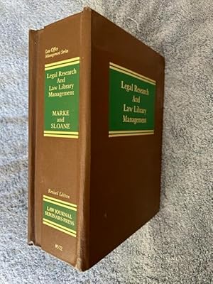 Bild des Verkufers fr Legal Research and Law Library Management; Revised Edition zum Verkauf von Tiber Books