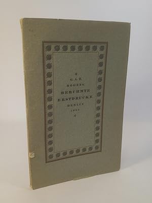 Bild des Verkufers fr Berhmte Erstdrucke Weihnachtsgabe von Paul Graupe Antiquariat zum Verkauf von ANTIQUARIAT Franke BRUDDENBOOKS