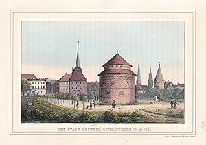 "Die Stadt Rostock v. Steinthore im J. 1841" - Rostock Gesamtansicht Mecklenburg-Vorpommern (Aus:...