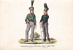 Bild des Verkufers fr "Meklenburgische freiwillige Jger - 1813 u. 1814 - zu Fuss / zu Pferde" - Jger Uniform Uniformen Mecklenburg-Vorpommern (Aus: Meklenburg in Bildern) zum Verkauf von Antiquariat Steffen Vlkel GmbH