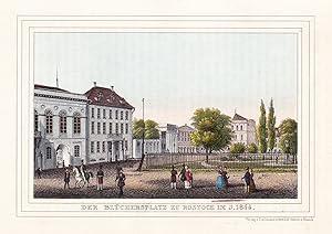 "Der Blüchersplatz zu Rostock im J. 1844" - Rostock Universitätsplatz Blüchersplatz Mecklenburg-V...