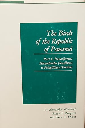 Immagine del venditore per Birds of the Republic of Panama: Part 4 Passeriformes: Hirundinidae to Fringillidae venduto da Snowden's Books