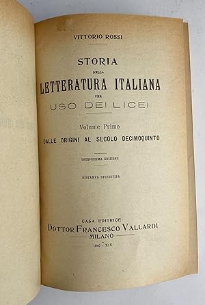 Storia della letteratura italiana. Vol. 1