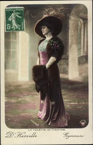 Ansichtskarte / Postkarte La Toilette au Theatre, Schauspielerin D'Herville, Gymnase, Portrait mi...