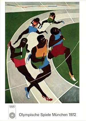 Immagine del venditore per Knstler Ansichtskarte / Postkarte Lawrence, Jacob, Olympia Poster, Olympische Spiele Mnchen 1972, Staffellauf venduto da akpool GmbH