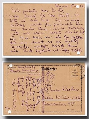 Seller image for Kandinsky, Wassily (1866-1944) - Autograph postcard twice signed "Bauhaus Weimar" for sale by Andreas Wiemer Historical Autographs