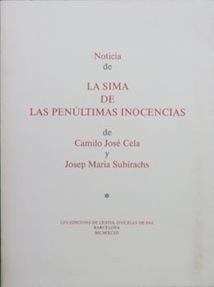 Seller image for Noticia de la sima de las penltimas inocencias for sale by Librera Alonso Quijano