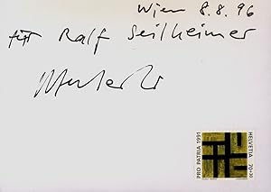 Projekt 1001. Mit Briefmarke. [Autogramm, signierte Karte / autograph, signed card].