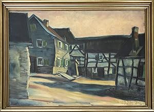 Gehöft. 1929. [Öl auf Leinwand, gerahmt / oil on canvas, framed].