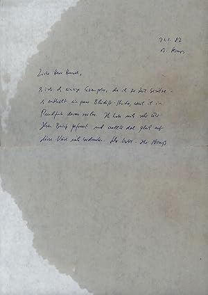 Handschriftlicher Brief mit Unterschrift. (Botho Strauß, geb. 02.12.1944 in Naumburg, deutscher S...