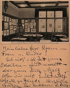 Handschriftliche Postkarte mit Unterschrift. (Heinrich Rudolf Zille, geb. 10.01.1858 in Radeburg,...