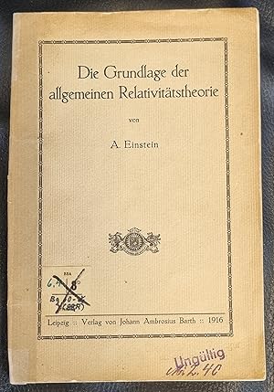 Bild des Verkufers fr Die Grundlage der allgemeinen Relativittstheorie zum Verkauf von Akademische Buchhandlung Antiquariat