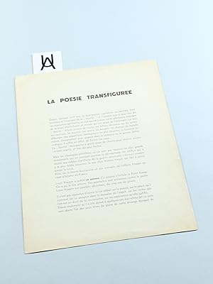 Seller image for La poesie transfigure. for sale by Antiquariat Uhlmann