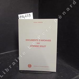Seller image for Documents d'archives sur Etienne Dolet for sale by Librairie-Bouquinerie Le Pre Pnard