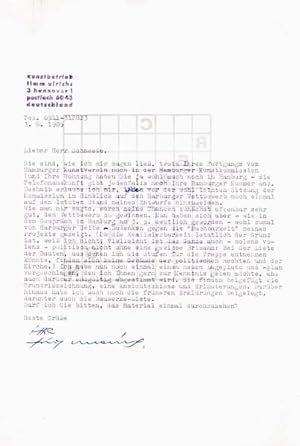 Maschinenschriftlicher Brief, datiert 3. 6. 1985.