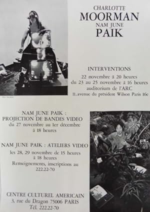 Seller image for Interventions. [Plakat]. Projection de Bandes Viseo - Ateliers Video. Centre Cultural Americain, 22 novembre a u 25 novembre. for sale by Antiquariat Querido - Frank Hermann