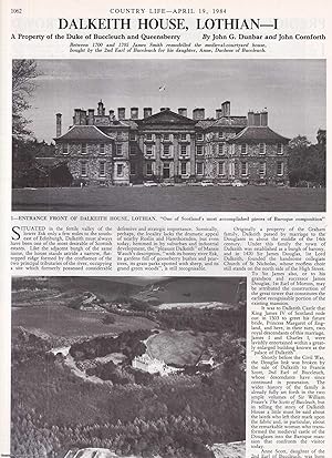 Imagen del vendedor de Dalkeith House, Lothian. A Property of The Duke of Buccleuch and Queensberry - Parts I, II and III. Several pictures and accompanying text, removed from an original issue of Country Life Magazine, 1984. a la venta por Cosmo Books