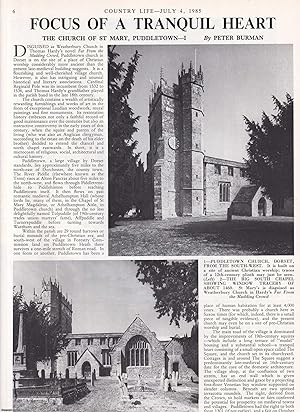 Seller image for Focus of a Tranquil Heart. The Church of St. Mary, Puddletown - Part I only. Several pictures and accompanying text, removed from an original issue of Country Life Magazine, 1985. for sale by Cosmo Books