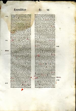 Bild des Verkufers fr Summa praedicantium (single incunable leaf) zum Verkauf von Pazzo Books