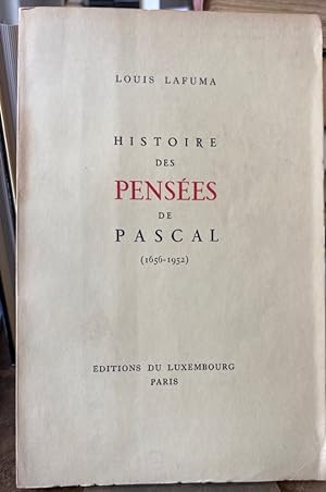Seller image for Histoire des penses de Pascal (1656-1952). for sale by Antiquariat Thomas Nonnenmacher