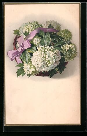 Bild des Verkufers fr Knstler-Ansichtskarte Meissner, Buch (M und B) Nr. 2267: Weisser Flieder mit lilafarbener Schleife zum Verkauf von Bartko-Reher