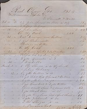 1854 Two-page Red Clay Georgia Store Receipt