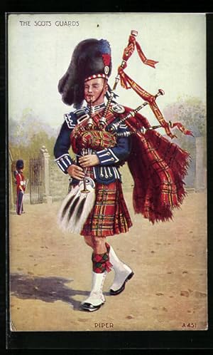 Künstler-Postcard The Scots Guards, Piper