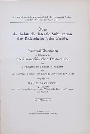 Seller image for ber die habituelle laterale Subluxation der Kniescheibe beim Pferde. Mit 5 Abbildungen. for sale by Antiquariat Bookfarm