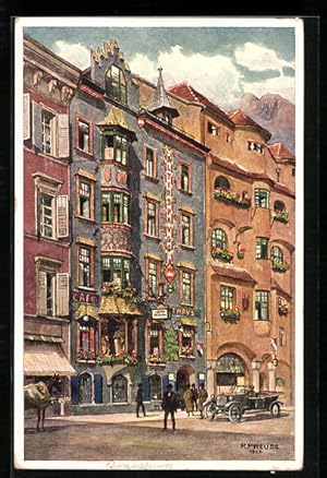 Seller image for Knstler-Ansichtskarte Rudolf Preuss: Innsbruck, Gaststtte Alt-Innsprugg, Maria-Theresien-Strasse for sale by Bartko-Reher