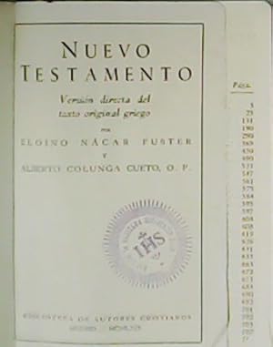 Imagen del vendedor de Nuevo Testamento. Versin directa del texto original griego. a la venta por Librera y Editorial Renacimiento, S.A.