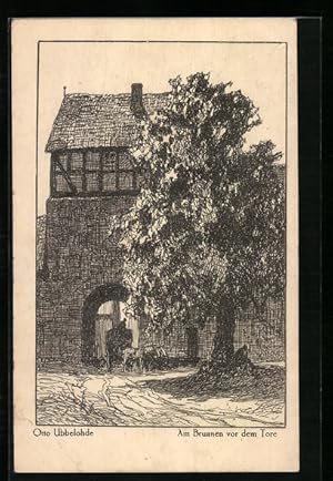 Bild des Verkufers fr Knstler-Ansichtskarte Otto Ubbelohde: Am Brunnen vor dem Tore zum Verkauf von Bartko-Reher