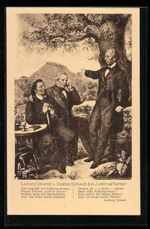 Bild des Verkufers fr Ansichtskarte Ludwig Uhland u. Gustav Schwab bei Justinus Kerner zum Verkauf von Bartko-Reher