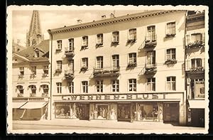 Ansichtskarte Freiburg i. B., Kaufhaus Werner-Blust im Sonnenschein