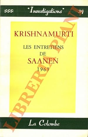 Imagen del vendedor de Les entretiens de Saanen: 1963. a la venta por Libreria Piani