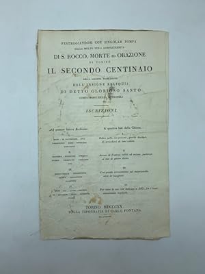 Festeggiandosi con singolar pompa dalla molto Ven.da Confraternita di S. Rocco, Morte ed Orazione...