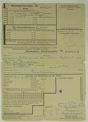 Wehrmacht-Fahrschein Ub / Urlaubs-Dienstreiseschein Ub,